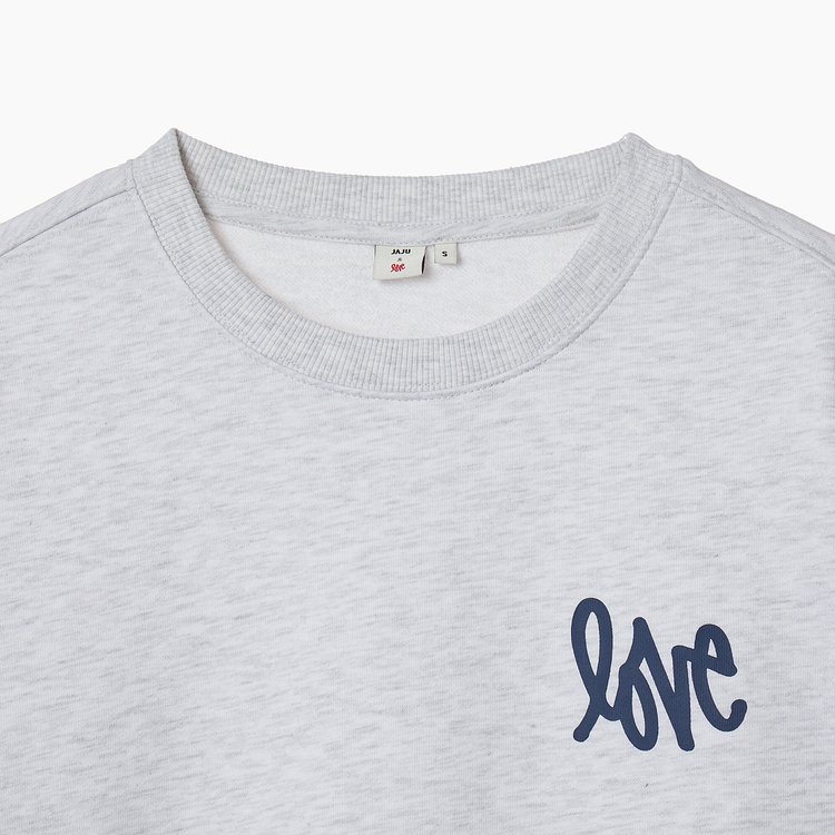 여 LOVE_탄탄 크롭 스웨트 셔츠