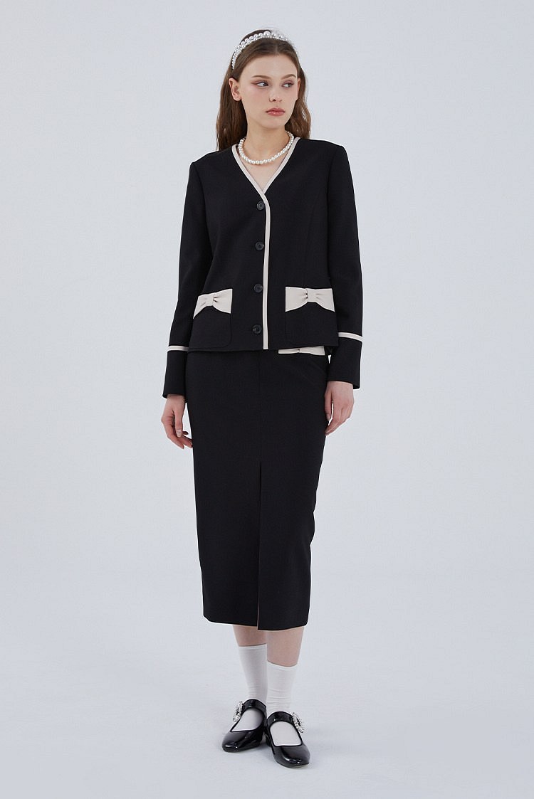 DEBB(종료)(뎁) [DEBB] Ribbon Point Single Jacket_BK | 신세계V