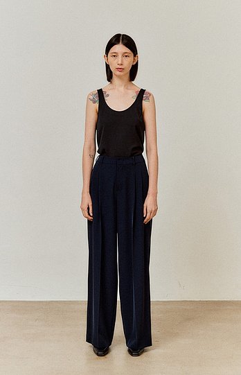 VIS A VIS WIDE LEG TROUSERS (NAVY) | 신세계V