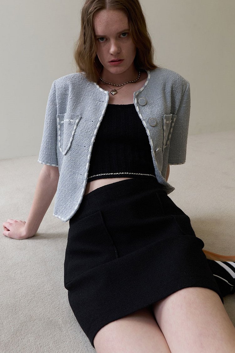 MARRON EDITION(마론에디션) 23 Summer_ Alry Blue Stitch Tweed Blazer | 신세계V