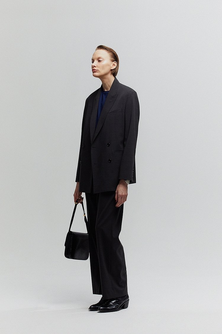 L`H.A.S(르하스) [DE BASE] GENDERLESS DOUBLE BREASTED MENS JACKET_CHARCOAL ...