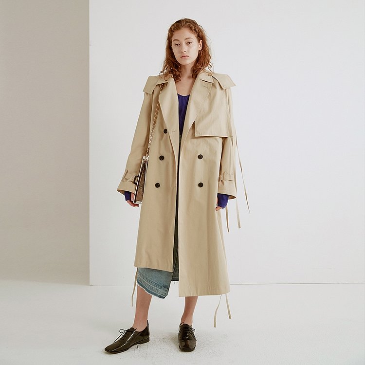Coat String MOONTAN (종료)(문탠) HOODED DRAW STRING TRENCH COAT (BEIGE) | 신세계V
