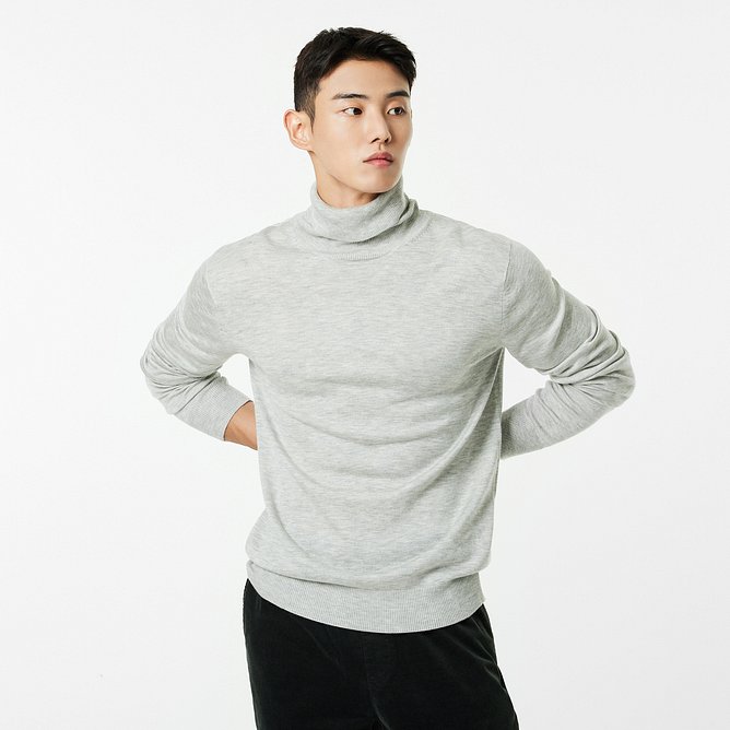 남 메리노울 블렌디드 터틀넥 니트