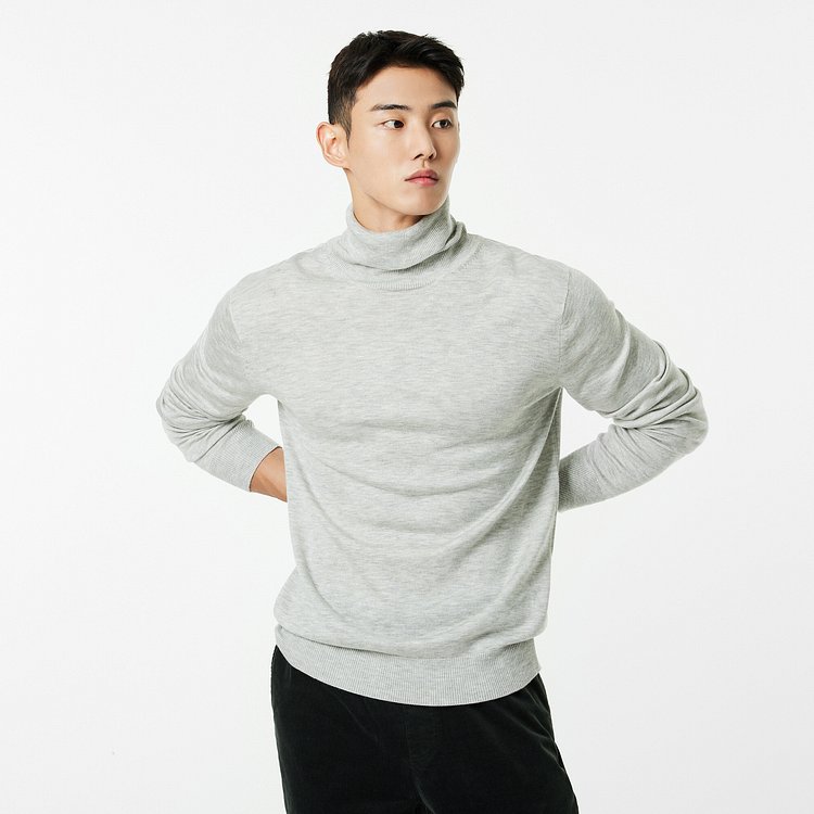 남 메리노울 블렌디드 터틀넥 니트