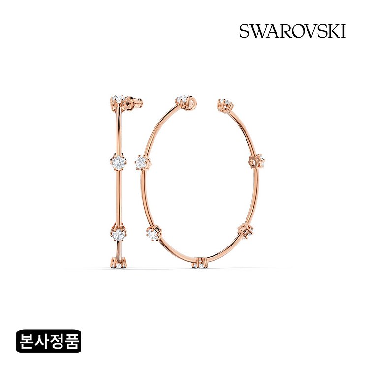 [스와로브스키/본사정품] Constella 화이트 로즈골드 후프 귀걸이 M 5609706