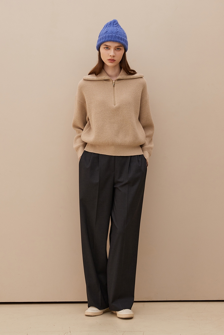COLLABOTORY(종료)(콜라보토리) [COLLABOTORY]Half Zip-up Big Colla Knit Top_BG ...