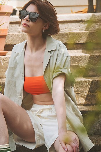 PAUSE PLEASE 100% Cotton Pajamas for Unisex (KhakiGray/White) | 신세계V