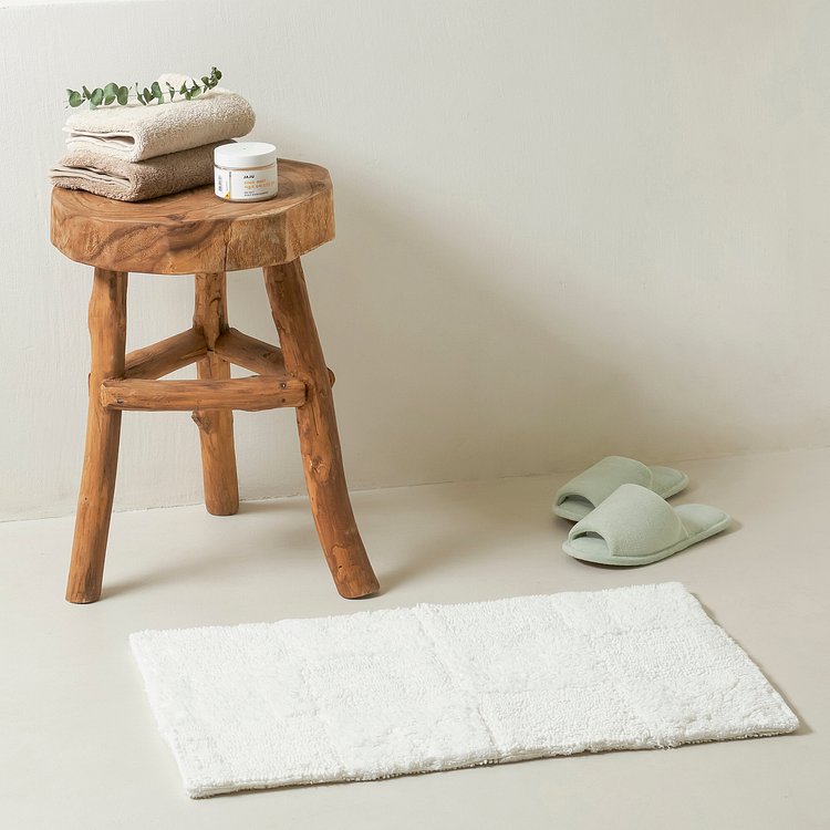체크 양면 배스 매트_70x45cm_화이트