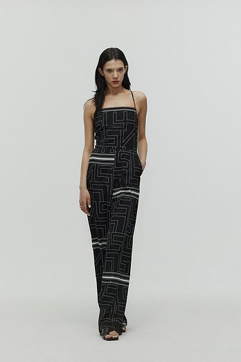 L`H.A.S L`H.A.S GRAPHIC OPEN BACK JUMPSUITS_BLACK | 신세계V