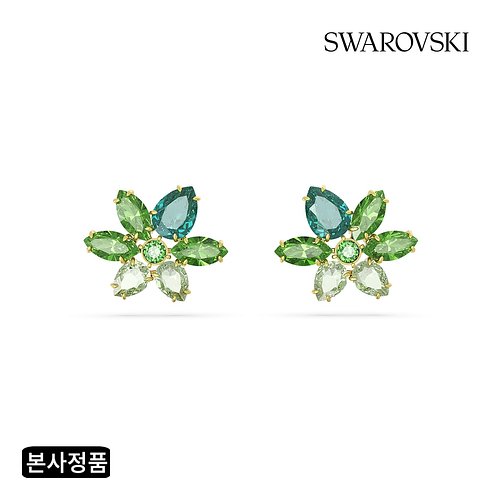 SWAROVSKI(스와로브스키) [스와로브스키/본사정품] Gema 그린 골드 톤 스터드 귀걸이 5658400 | 신세계V