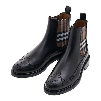 BURBERRY [버버리] 빈티지 체크 디테일 레더 첼시 부츠 8052760 MF BTS TANNER CHK ABKOS A1189/1 | 신세계V