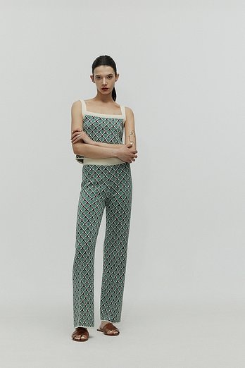 L`H.A.S SHELL JQD KNITTED PANTS_GREEN | 신세계V
