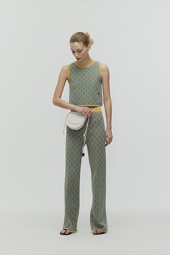 L`H.A.S SHELL JQD KNITTED PANTS_YELLOW | 신세계V