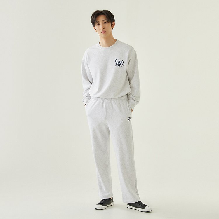 남 LOVE_그래픽 스웨트 스트레이트 팬츠