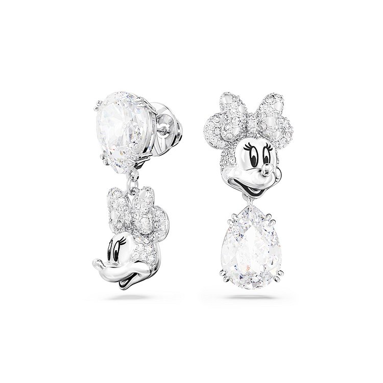 [스와로브스키/본사정품] Disney100 Minnie Mouse 로듐 비대칭 드롭 귀걸이 5668779