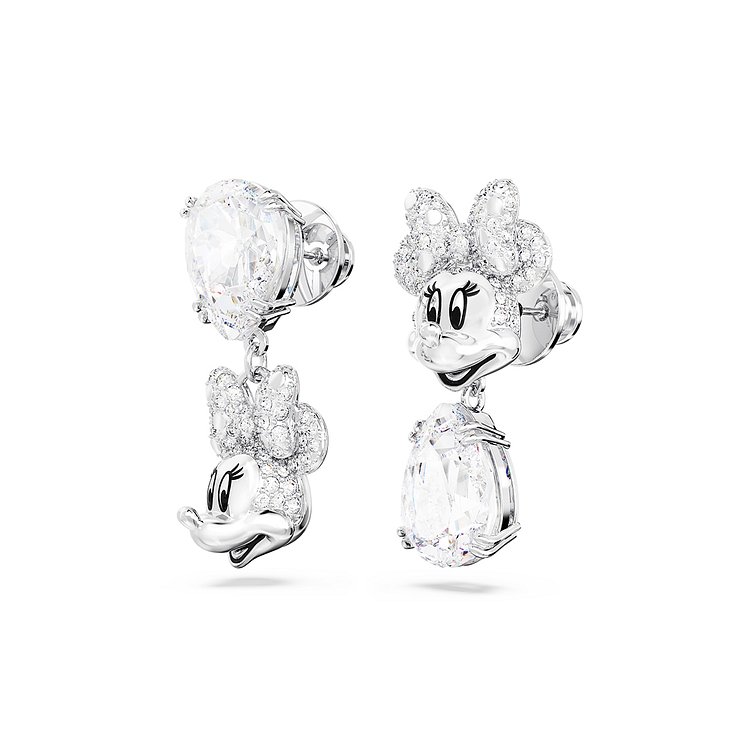 [스와로브스키/본사정품] Disney100 Minnie Mouse 로듐 비대칭 드롭 귀걸이 5668779