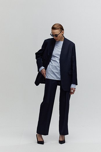 L`H.A.S HIGH-RISED STRAIGHT PANTS_DARK NAVY | 신세계V