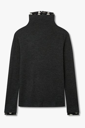 Yohji Yamamoto [Y's]도트 패치 레이어드 하이넥 탑 | 신세계V