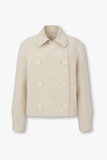 BRUNELLO CUCINELLI 여성 린넨 블렌드 더블 크롭 피코트 | 신세계V