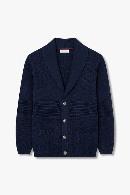 BRUNELLO CUCINELLI(브루넬로 쿠치넬리) 남성 숄 카라 패턴드 코튼 가디건 | 신세계V