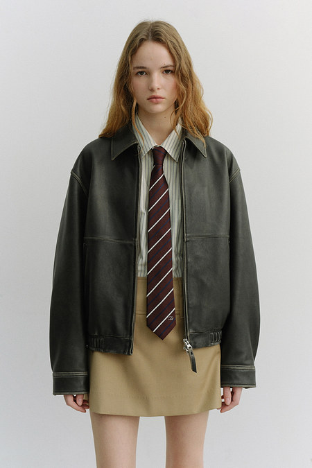 DUNST UNISEX DRIZZLER LEATHER JACKET BRUSHED BLACK_UDJU6A105G3 | 신세계V