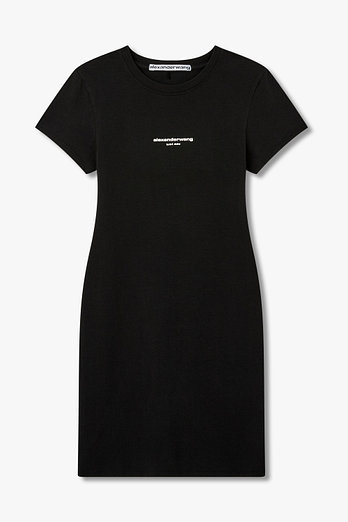 ALEXANDERWANG 로고 프린트 피티드 드레스 | 신세계V