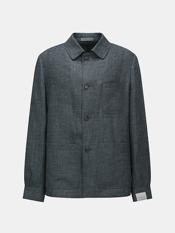CORNELIANI 차콜 플랙스울 4버튼 셔츠 자켓(L-75cm, MOD.XL50) | 신세계V