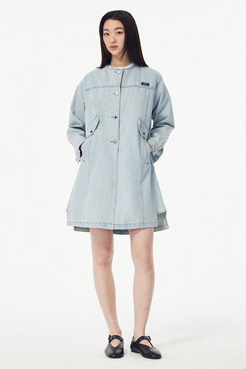 GCUT 로고 패치 버튼업 데님 원피스 | 신세계V