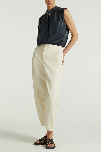 YVES SALOMON [공식] 이브살로몬 레더 펀칭 슬림 핏 탑 | 신세계V