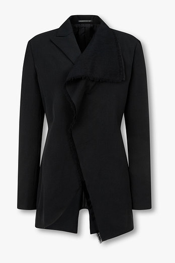 Yohji Yamamoto [FEMME]프린지 트림 패치 싱글 자켓 | 신세계V
