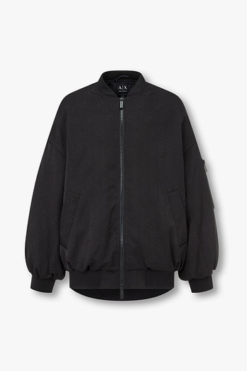 ARMANI EXCHANGE 여성 로고 자카드 패디드 블루종 자켓 | 신세계V