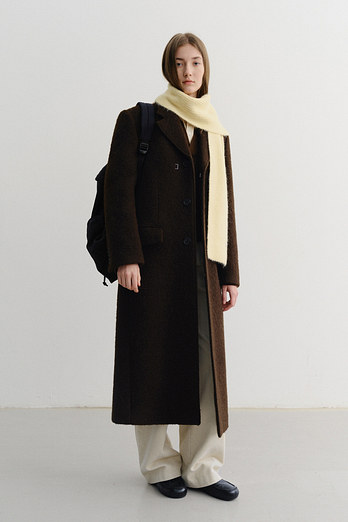 DUNST UNISEX 2-WAY 3 BUTTON BOUCLE WOOL COAT DARK BROWN_UDCO5D122W2 | 신세계V