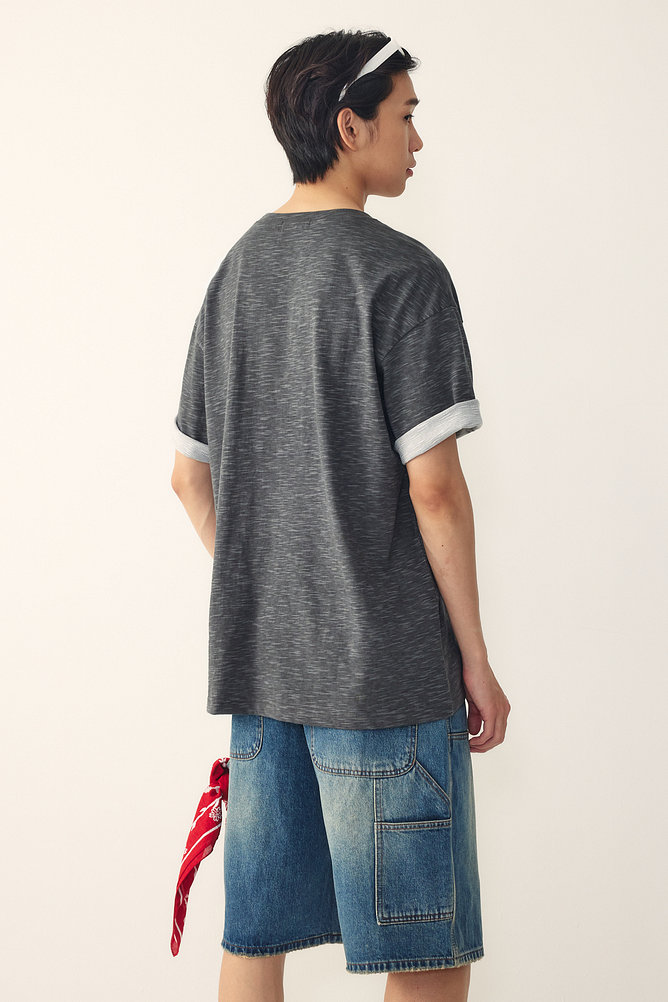 [MEN] 반다나 프린트 슬럽 반팔 티셔츠