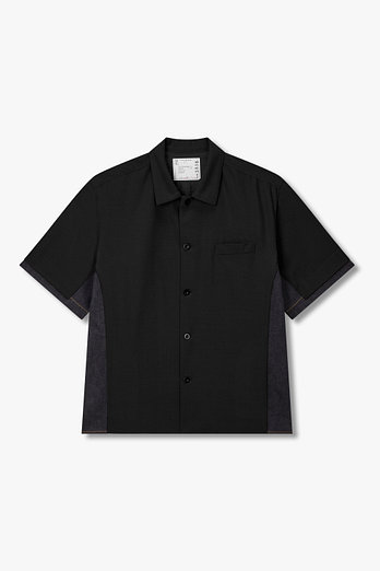 SACAI 남성 데님 패치 슈팅 셔츠(블랙) | 신세계V