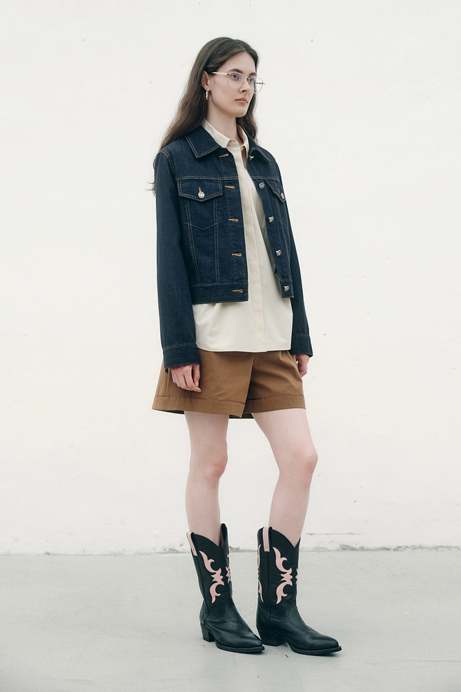 스티치 데님 트러커 자켓