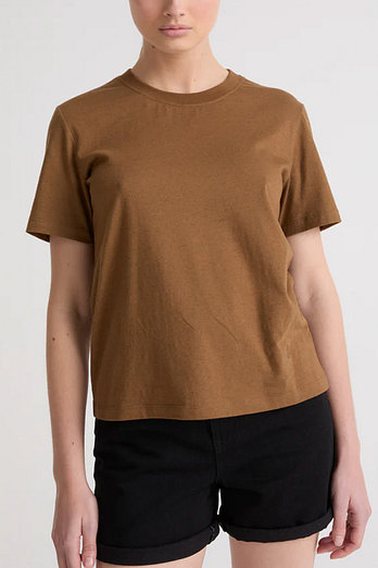 YVES SALOMON [공식] 이브살로몬 브라운 코튼 티셔츠 | 신세계V