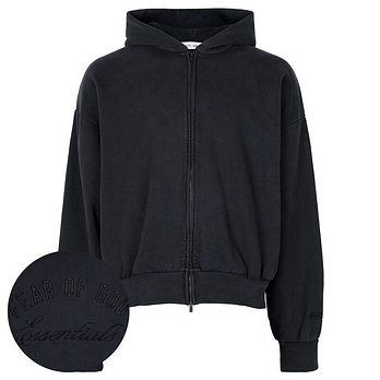 FEAR OF GOD [명품] 피어오브갓 에센셜 클래식 빈티지블랙 남성 후드 집업 192HO254782F 50000652 | 신세계V