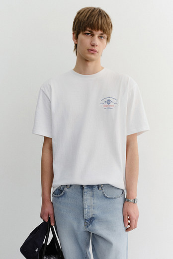 DUNST UNISEX CUPID ARCH BACK LOGO T-SHIRT OFF WHITE_M_UDTS6B128OW | 신세계V