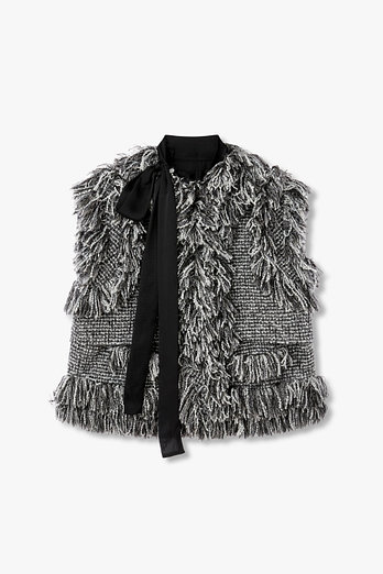 SACAI 여성 프린지 트위드 베스트 | 신세계V