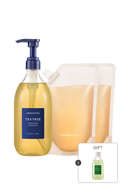 AROMATICA 대용량 티트리 퓨리파잉 샴푸 본품+리필 세트 (750ML+500ML*2개) | 신세계V