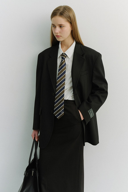 DUNST STRIPED TIE OLIVE_UDNE6E101K1 | 신세계V