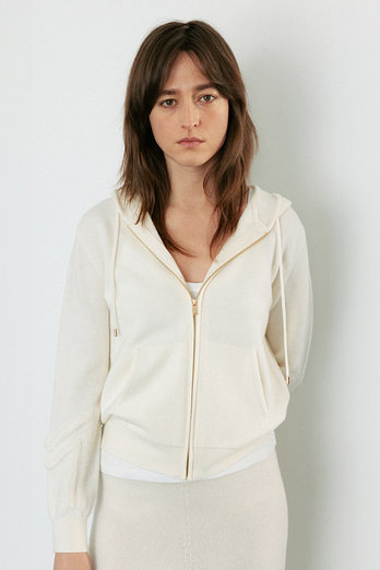 Mare di Mari [Wool 100%] M Logo Embroidery Hoodie Zip-up Cardigan - Ivory | 신세계V