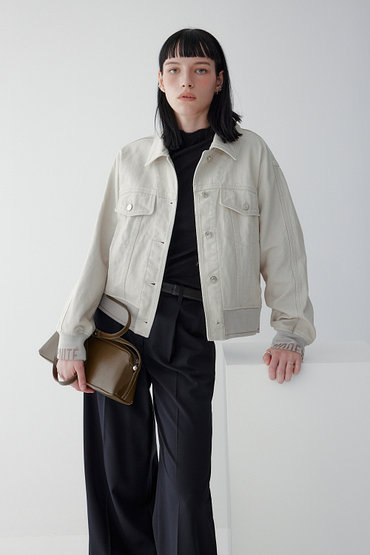 VOICE OF VOICES(보브) 니트 패치 워시드 데님 자켓 | 신세계V