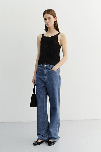 DUNST CROCHET BUSTIER KNIT TOP BLACK_UDSW6B232BK | 신세계V
