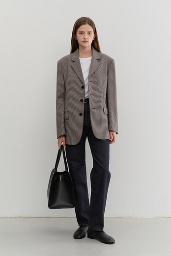 DUNST UNISEX CLASSIC 3 BUTTON WOOL BLAZER BROWN CHECK_UDJA5C106W2 | 신세계V