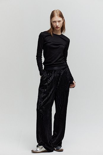 L`H.A.S SPECIAL VELVET PULL ON PANTS_BLACK | 신세계V