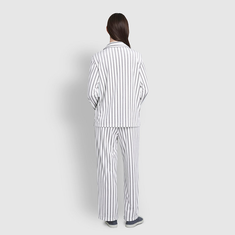 여 밍크 플리스 플랫 카라 파자마 세트