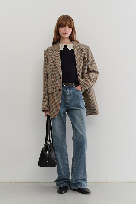 DUNST UNISEX VINTAGE TAILORED WOOL BLAZER BEIGE CHECK_UDJA5C101I2 | 신세계V