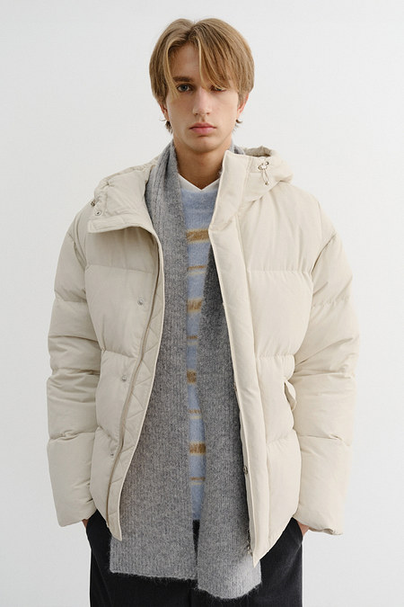 DUNST UNISEX HOODED VOLUME GOOSE DOWN JACKET CREAM_M_UDJU5D133CR | 신세계V