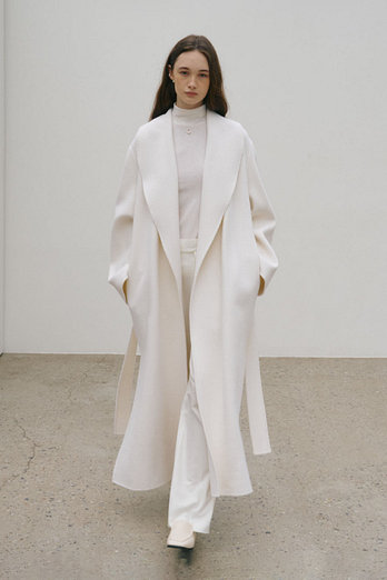 MUSEE [4차][ANGORA 20%] ANNA Angora Shawl Collar Handmade Coat_Ecru Ivory | 신세계V